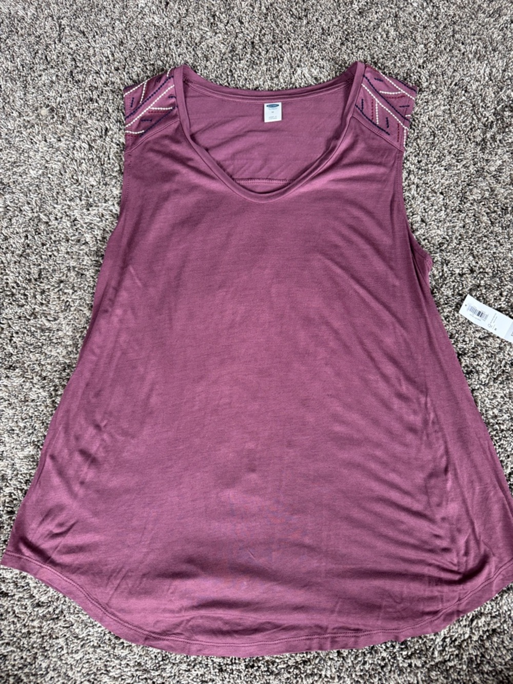 Old Navy Mauve Sleeveless Tank with Beaded Shoulder Detail